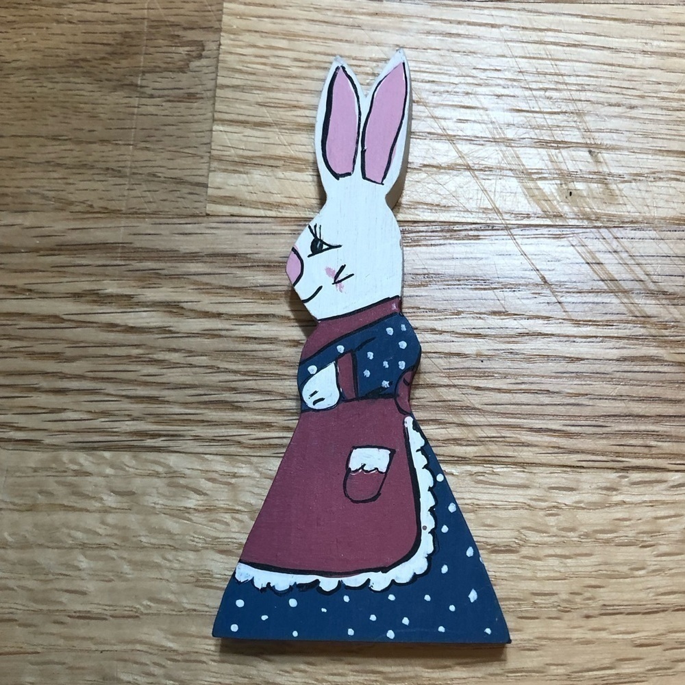 Vintage Wooden Rabbit Decor Pink Blue Easter Decoration Bunny